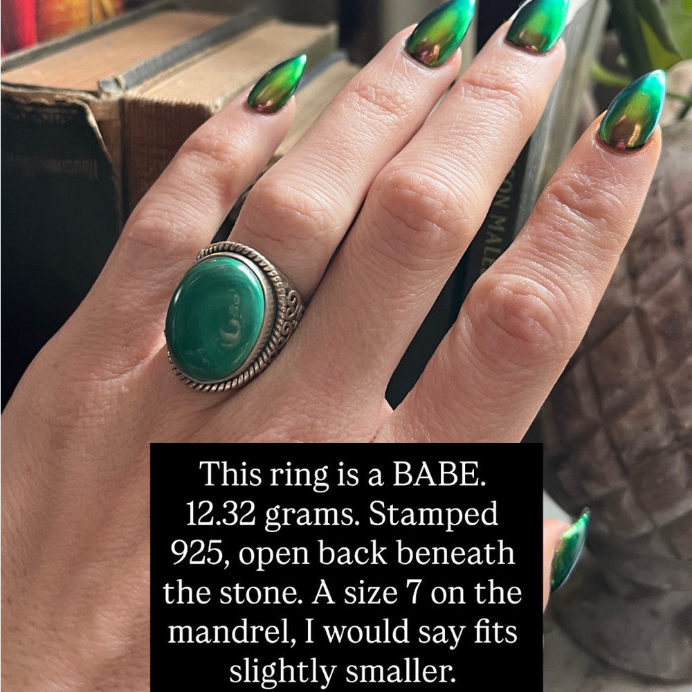 Green Stone Sterling Silver Statement Ring